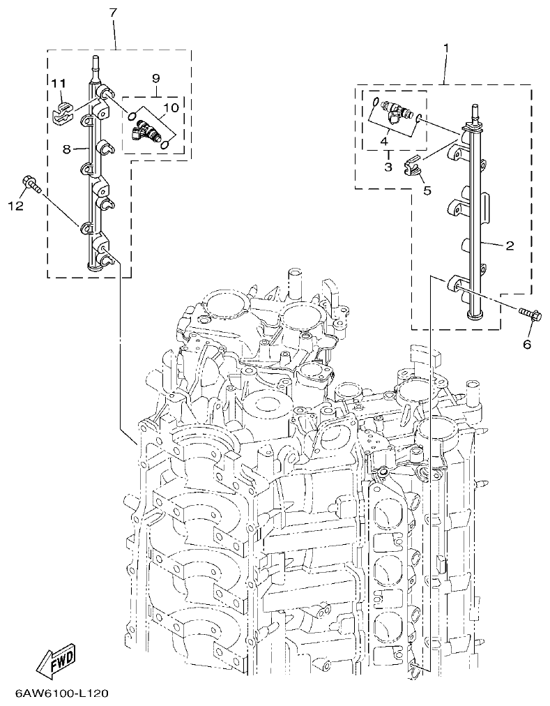 Yamaha F350AET, FL350AET THROTTLE BODY ASSY 2 parts diagram